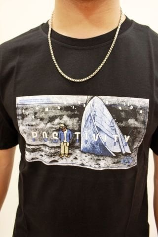 ETS 2270 Baskılı İşleme Detaylı Relax Fit Erkek T-Shirt Siyah