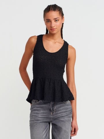 Dilvin 20984 Peplum Dantel Top-Siyah