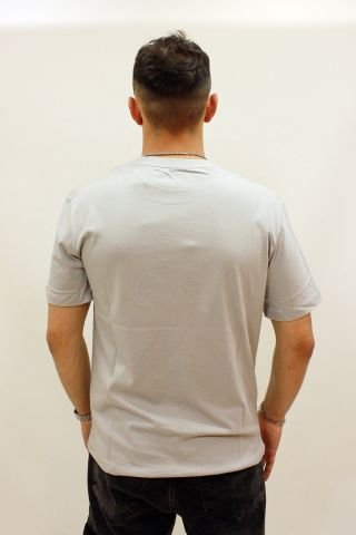 ETS 2270 Baskılı İşleme Detaylı Relax Fit Erkek T-Shirt Açık Gri