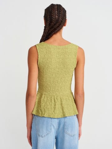 Dilvin 20984 Peplum Dantel Top-Fıstık Yeşili