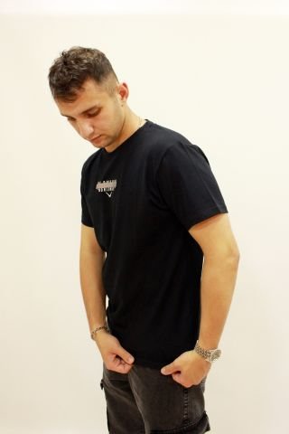 Caz 4074 Sırt Baskılı Relax Fit Erkek T-Shirt Siyah