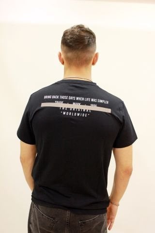 Caz 4074 Sırt Baskılı Relax Fit Erkek T-Shirt Siyah