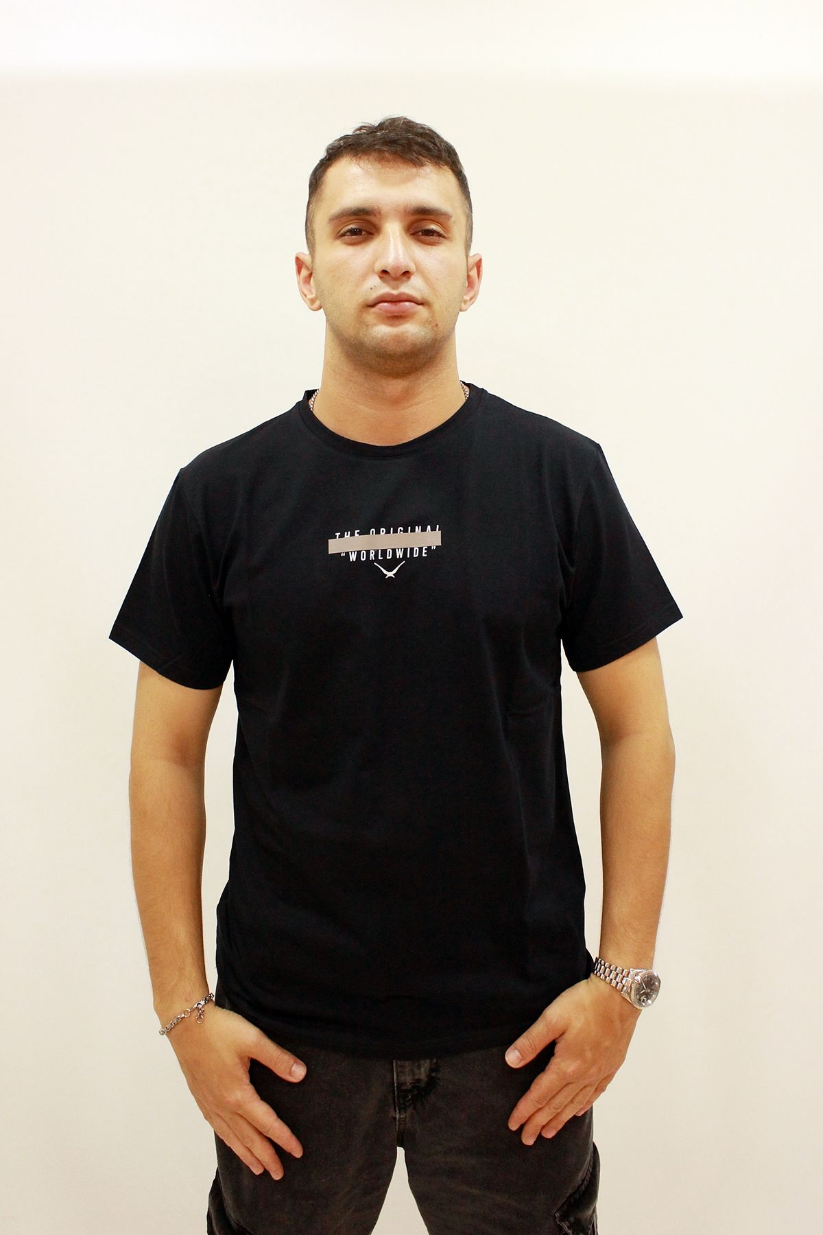 Caz 4074 Sırt Baskılı Relax Fit Erkek T-Shirt Siyah