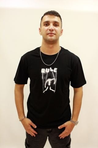 ETS 2272 Baskılı Bisiklet Yaka Erkek T-shirt Siyah