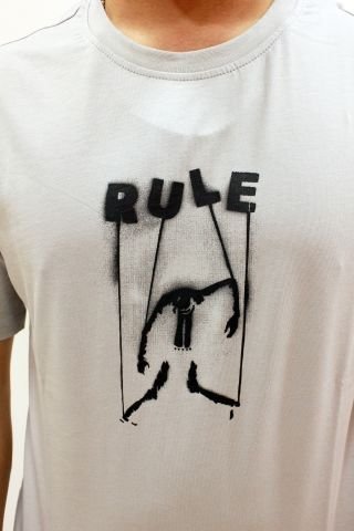 ETS 2272 Baskılı Bisiklet Yaka Erkek T-shirt Buz Gri