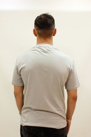 ETS 2272 Baskılı Bisiklet Yaka Erkek T-shirt Buz Gri