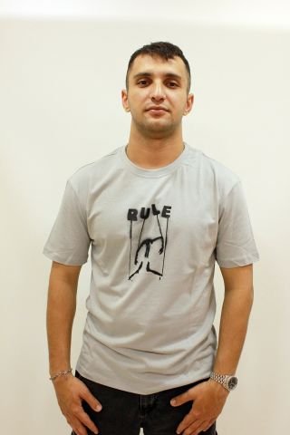 ETS 2272 Baskılı Bisiklet Yaka Erkek T-shirt Buz Gri