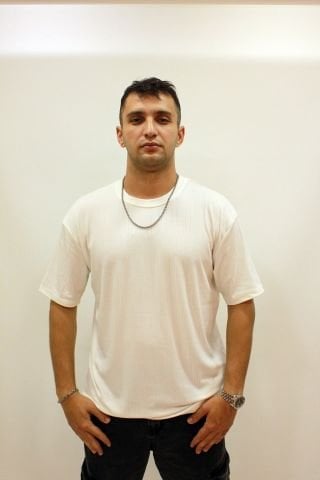 CAZ 4063 Dokulu Kumaş Bisiklet Yaka Relax Fit Erkek T-shirt Beyaz