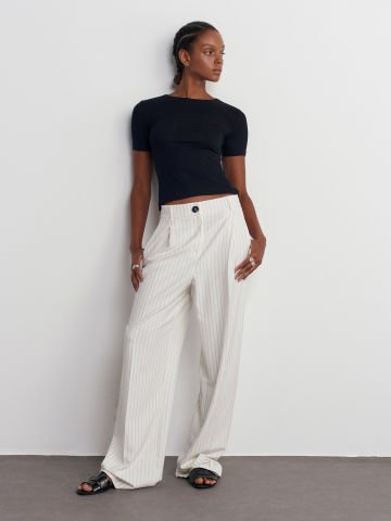 Dilvin 30747 Bisiklet Yaka Basic T-shirt-Siyah