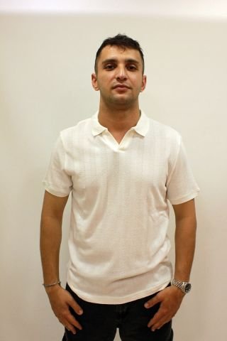 CAZ 4157 Kendinden Dokulu Polo Yaka Düğmesiz Erkek T-shirt Beyaz