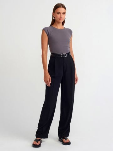 Dilvin 30811 Bisiklet Yaka T-shirt-Füme