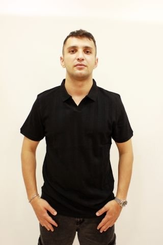 CAZ 4157 Kendinden Dokulu Polo Yaka Düğmesiz Erkek T-shirt Siyah