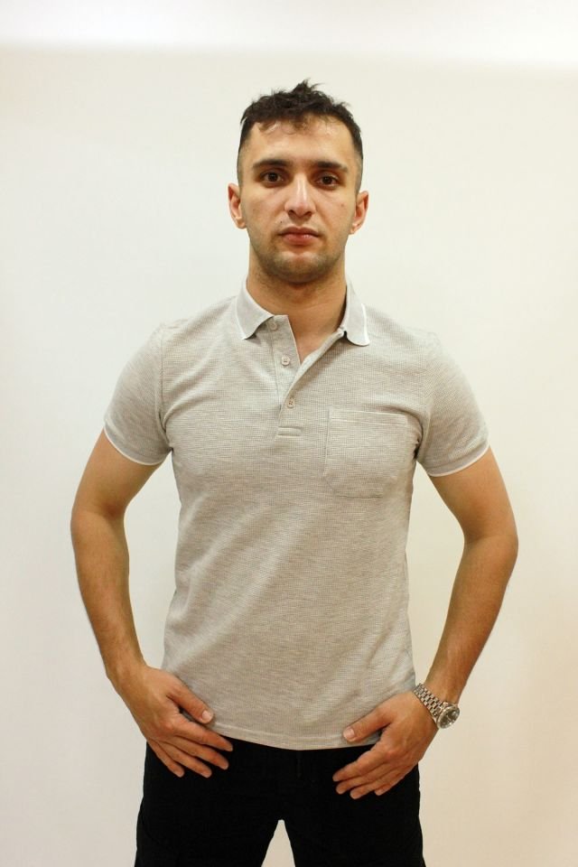 Caz 4147 Polo Yaka Petek Dokulu Cepli Erkek T-shirt Gri