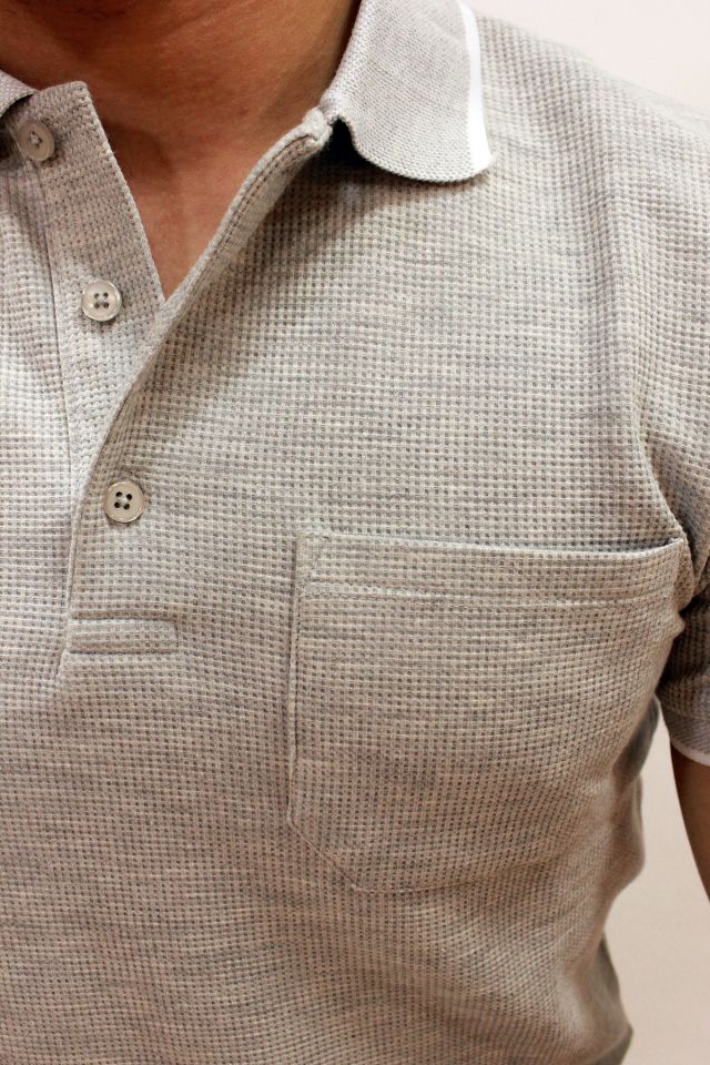 Caz 4147 Polo Yaka Petek Dokulu Cepli Erkek T-shirt Gri