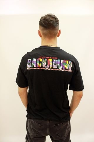 CAZ 4205 Sırt Baskılı Relax Fit Erkek Bisiklet Yaka T-Shirt Siyah
