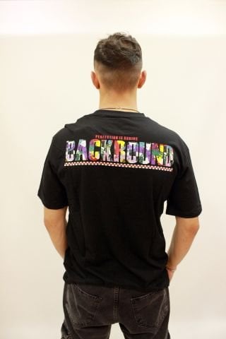 CAZ 4205 Sırt Baskılı Relax Fit Erkek Bisiklet Yaka T-Shirt Siyah