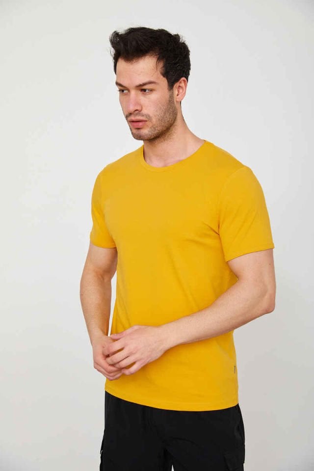 CAZ 4618 STN. BİSİKLET YAKA LİKRALI DÜZ ERKEK T-SHIRT