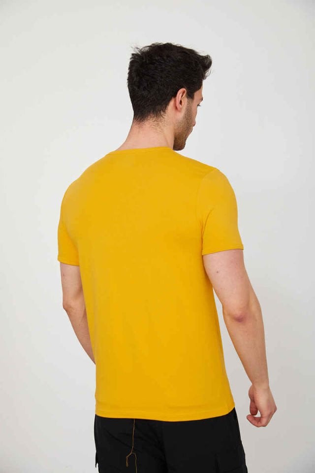 CAZ 4618 STN. BİSİKLET YAKA LİKRALI DÜZ ERKEK T-SHIRT