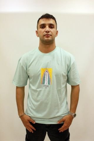 Caz 4263 Relax Fit Sırt Baskılı Erkek T-Shirt Su Yeşili