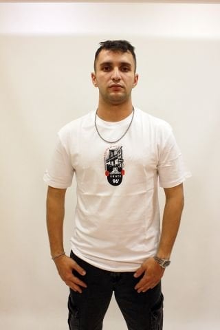 Cazador 4186 Sırt Baskılı Relax Fit Bisiklet Yaka Erkek T-Shirt Beyaz