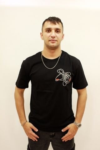 Caz 2256 İşleme Detaylı Relax Fit Bisiklet Yaka Erkek T-Shirt Siyah