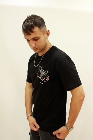 Caz 2256 İşleme Detaylı Relax Fit Bisiklet Yaka Erkek T-Shirt Siyah