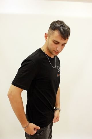 Caz 2256 İşleme Detaylı Relax Fit Bisiklet Yaka Erkek T-Shirt Siyah