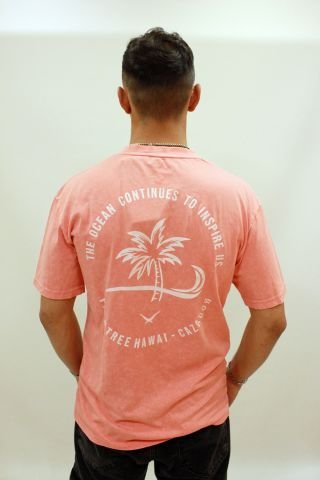 Caz 4084 Oversize Sırt Baskılı Yıkamalı Bisiklet Yaka Erkek T-shirt Pembe