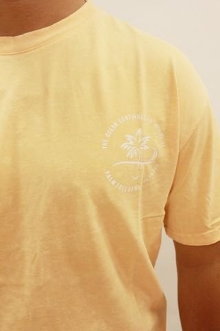 Caz 4084 Oversize Sırt Baskılı Yıkamalı Bisiklet Yaka Erkek T-shirt Somon