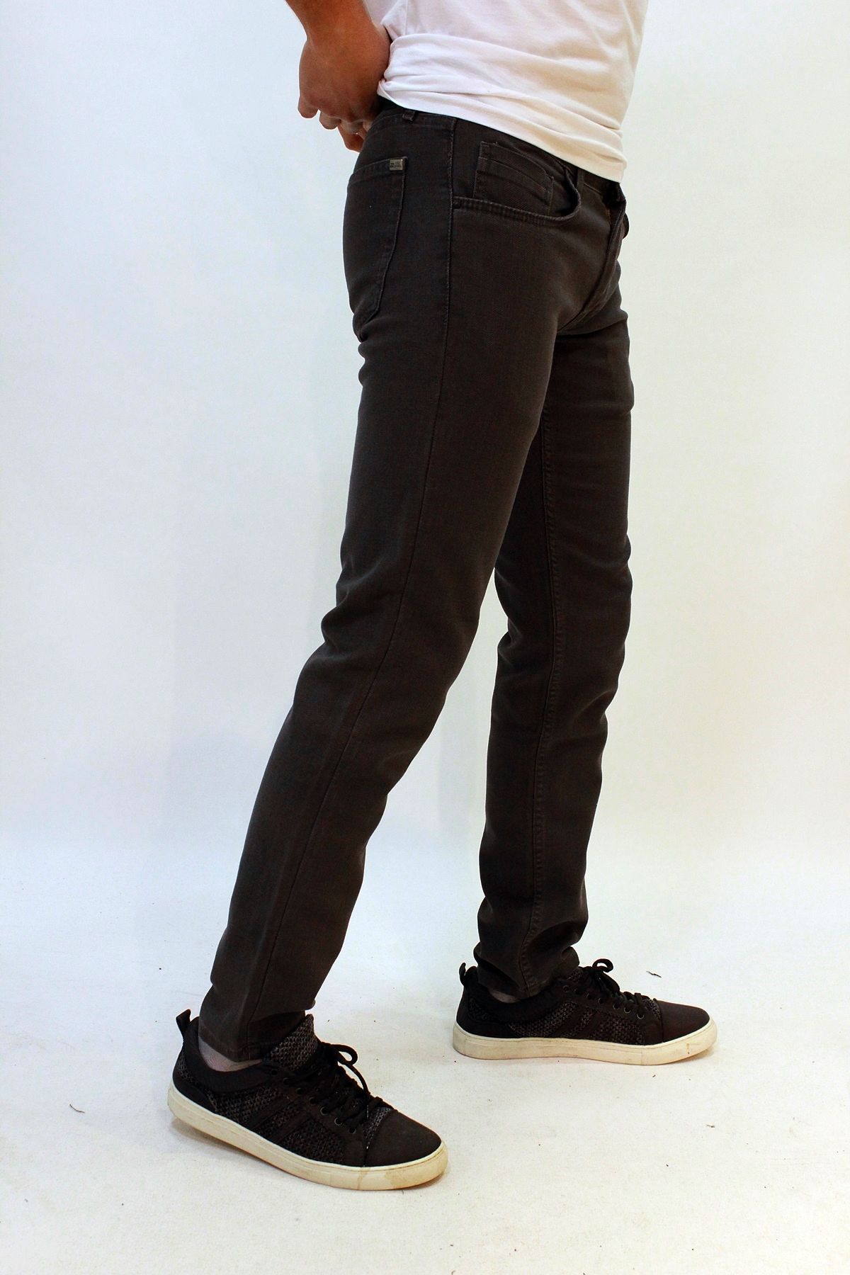 PERM 9133-196 Black Likralı Dar Kesim Dar Paça Erkek Kot Pantolon Antrasit