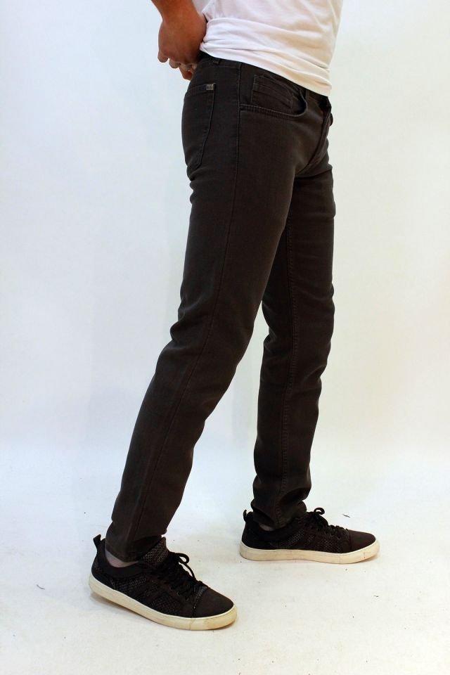 PERM 9133-196 Black Likralı Dar Kesim Dar Paça Erkek Kot Pantolon Antrasit
