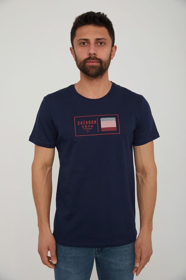 CAZ 4198 BİSİKLET YAKA BASKILI ERKEK TSHIRT