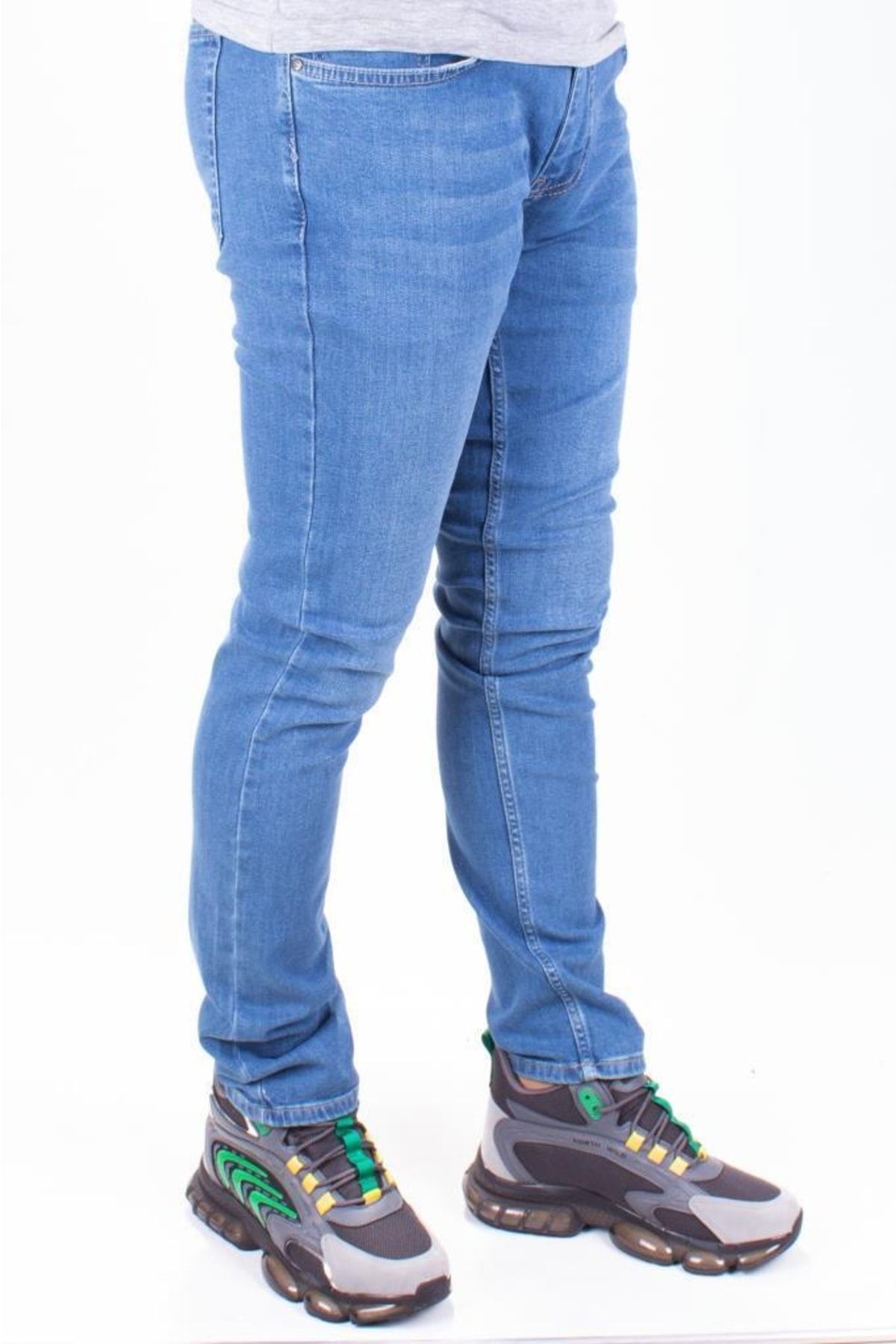 Perm 9133-185 Mavi Düşük Bel Dar Paça Erkek Kot Pantolon