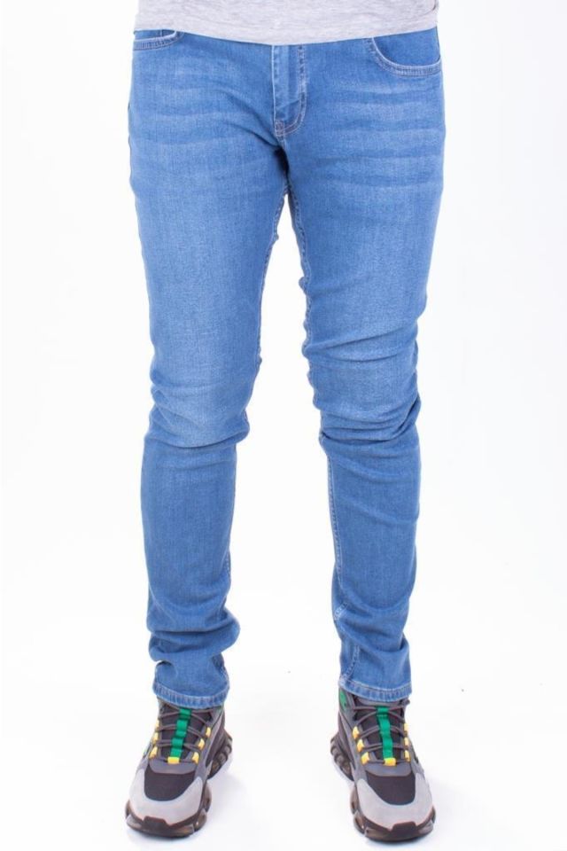 Perm 9133-185 Mavi Düşük Bel Dar Paça Erkek Kot Pantolon