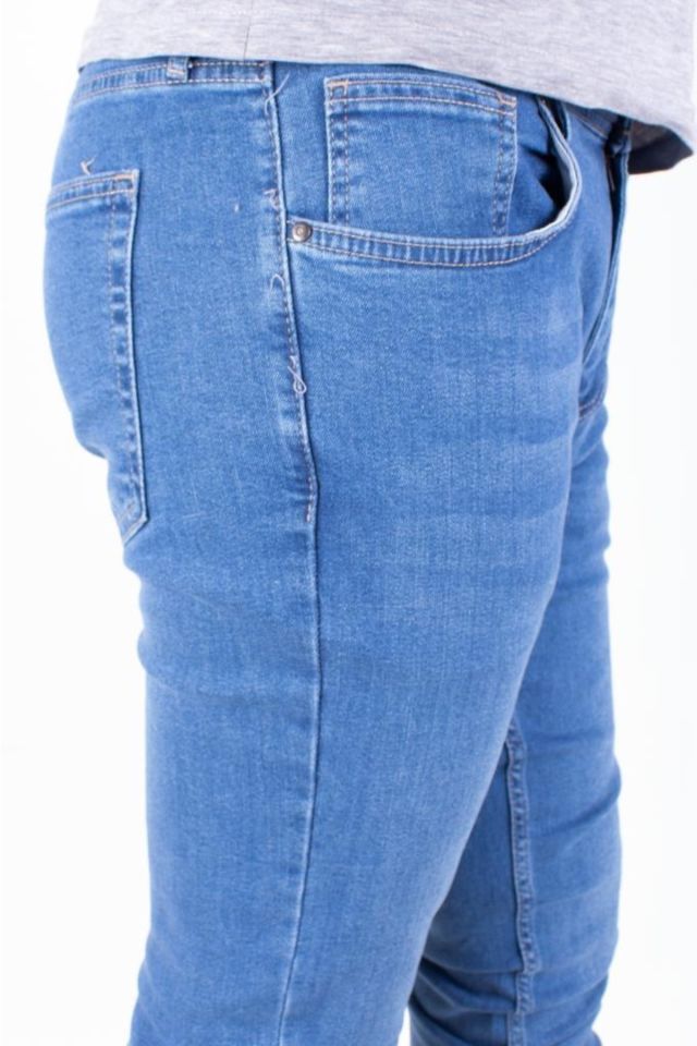 Perm 9133-185 Mavi Düşük Bel Dar Paça Erkek Kot Pantolon