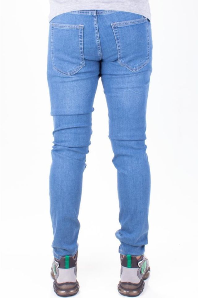 Perm 9133-185 Mavi Düşük Bel Dar Paça Erkek Kot Pantolon