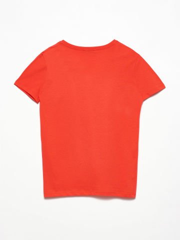 Dilvin 3470 V Yaka Basic T-Shirt-Kırmızı