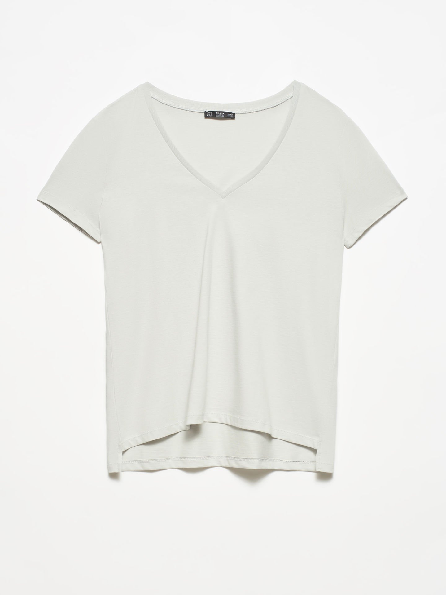 Dilvin 3470 V Yaka Basic T-Shirt-Gri