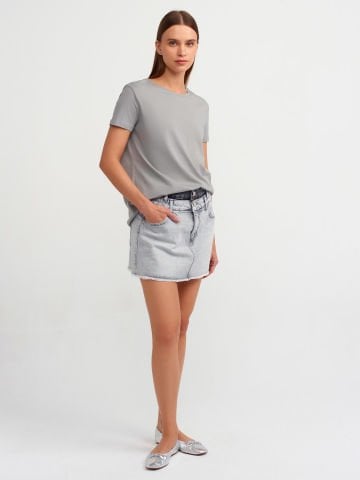 Dilvin 3471 Bisiklet Yaka Basic T-Shirt-Gri