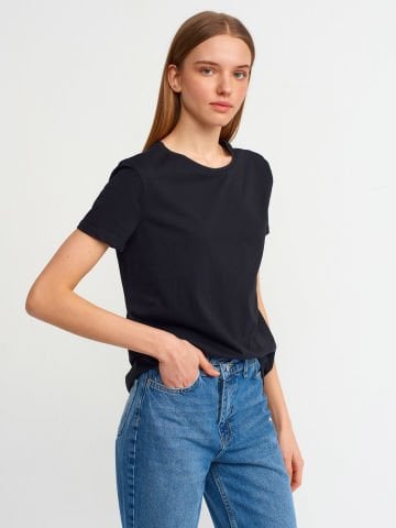 Dilvin 3471 Bisiklet Yaka Basic T-Shirt-Siyah