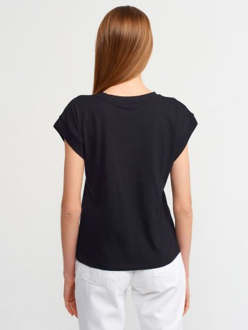 Dilvin 3504 Bisiklet Yaka Penye T-Shirt-Siyah