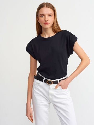 Dilvin 3504 Bisiklet Yaka Penye T-Shirt-Siyah
