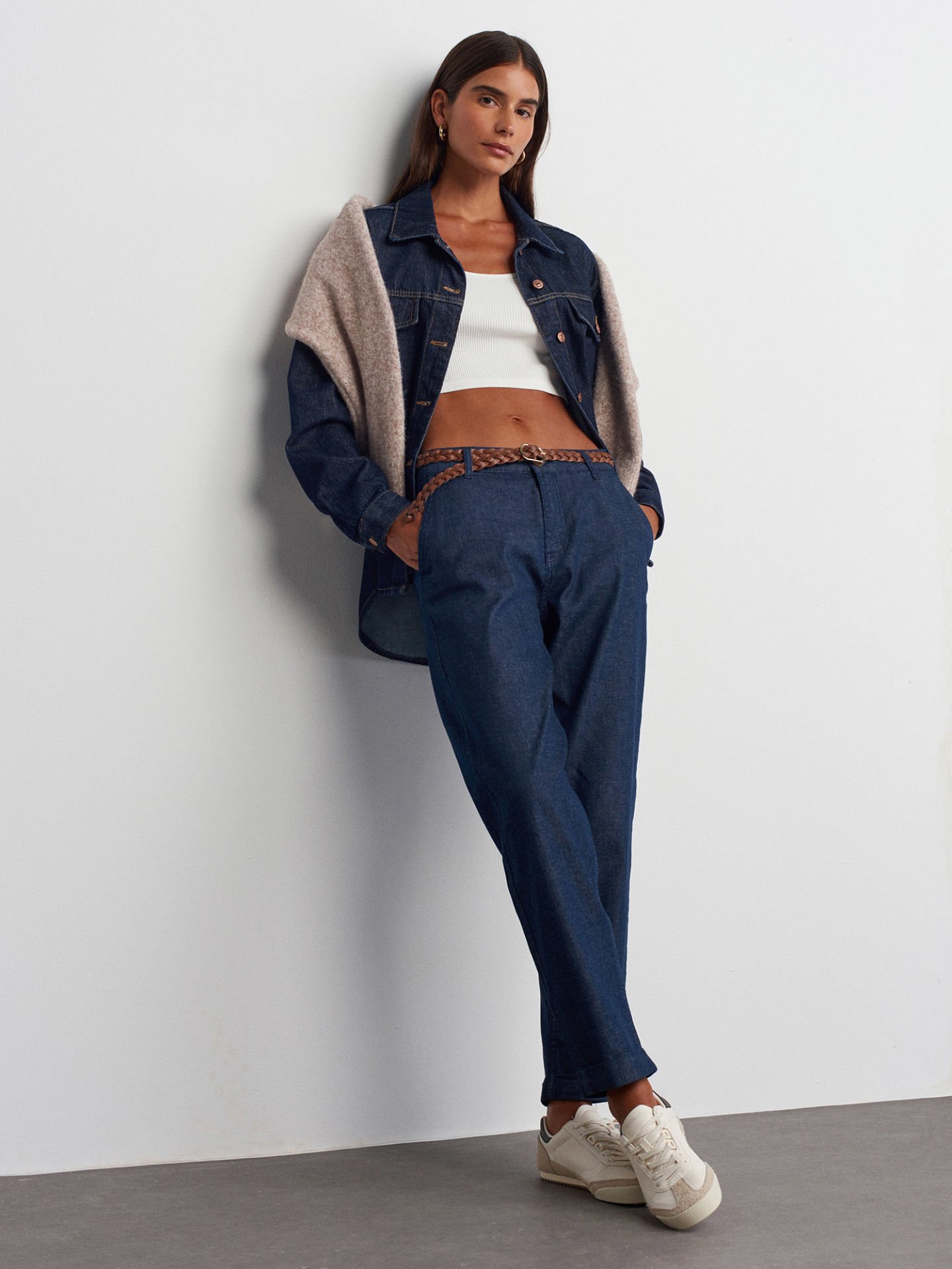 Dilvin 71724 Duble Paça Kemerli Denim Kadın Kot Pantolon Lacivert