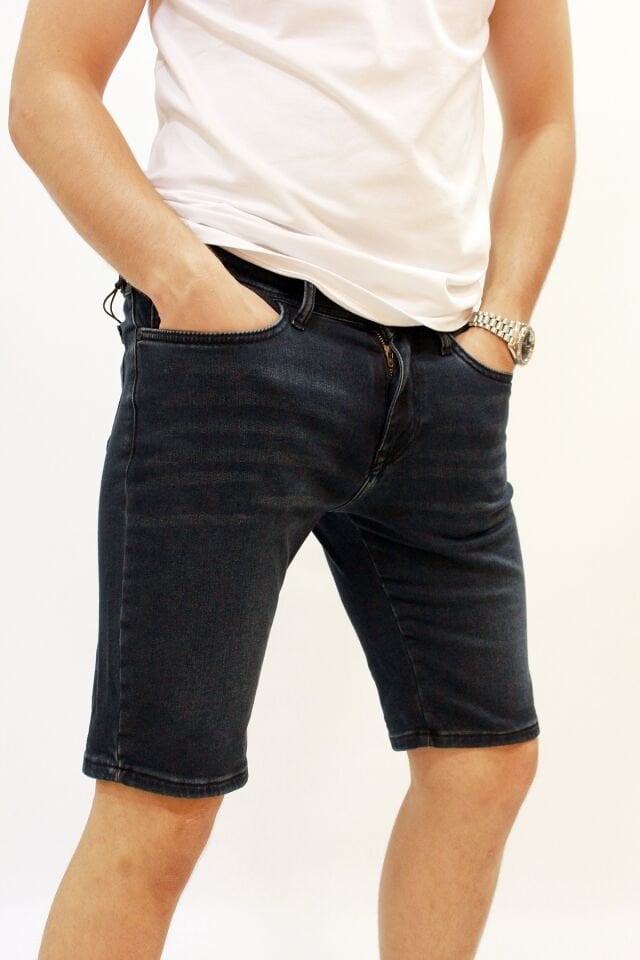 Cazador 6701 Haki Wash Likralı Erkek Denim Bermuda Kot Şort Laci