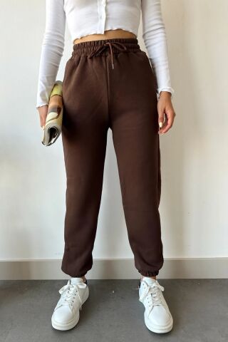 3 İplik Kalın İçi Şardonlu 3K65001 Kadın Eşofman Altı Kahve