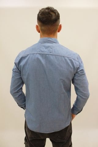 Twister EG 1874-01 Middle Blue Tek Cep Erkek Kot Gömlek