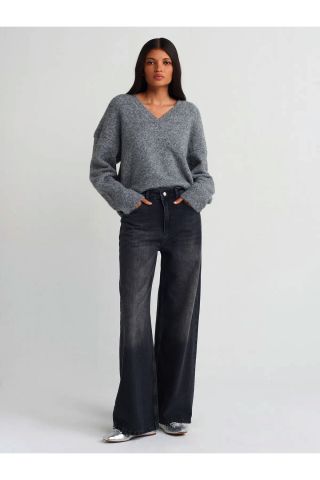 Asia 9383-24 Black Black Salaş Denim Kadın Kot Pantolon Siyah