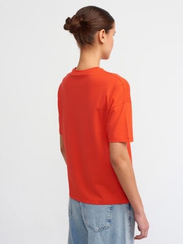 Dilvin 3683 Basic T-Shirt-Kırmızı