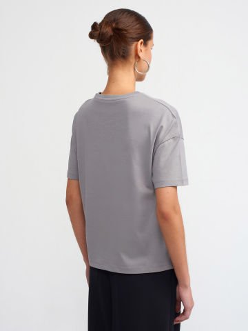 Dilvin 3683 Basic T-Shirt-Gri