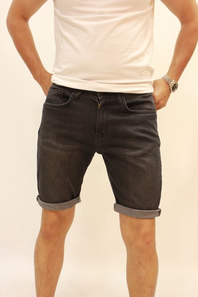 Caz 6702 Black Wash Likralı Erkek Bermuda Kot Şort